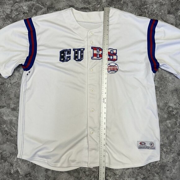 Vintage True Fan MLB Chicago Cubs Jersey 2XL Button Down USA Patriotic Baseball - Picture 7 of 7